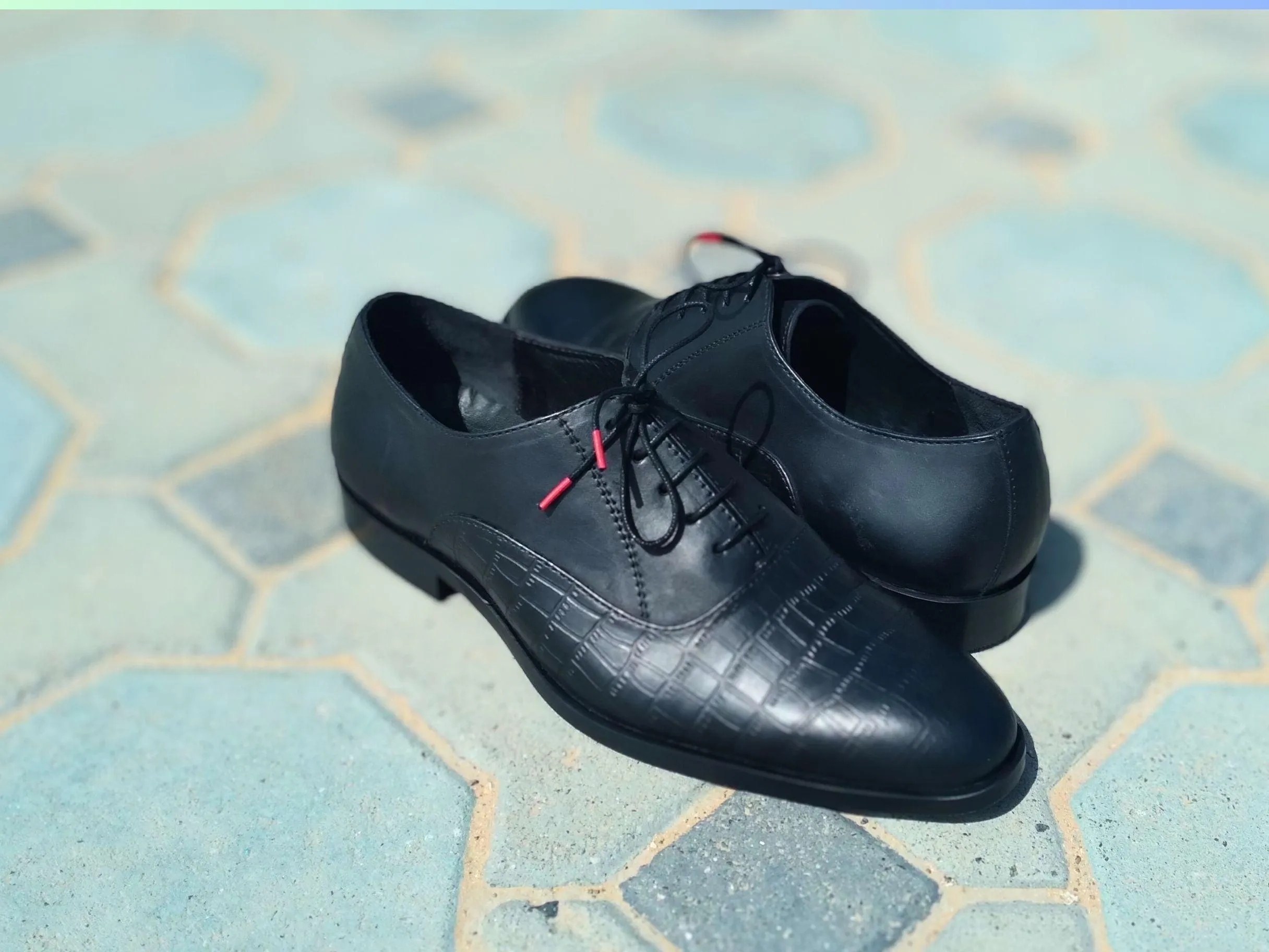 Oxford Shoes Genuine Leather Plain toe Black