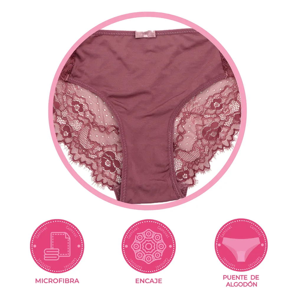 Panty coordinable de corte hipster con encaje 74404 Lady Carnival