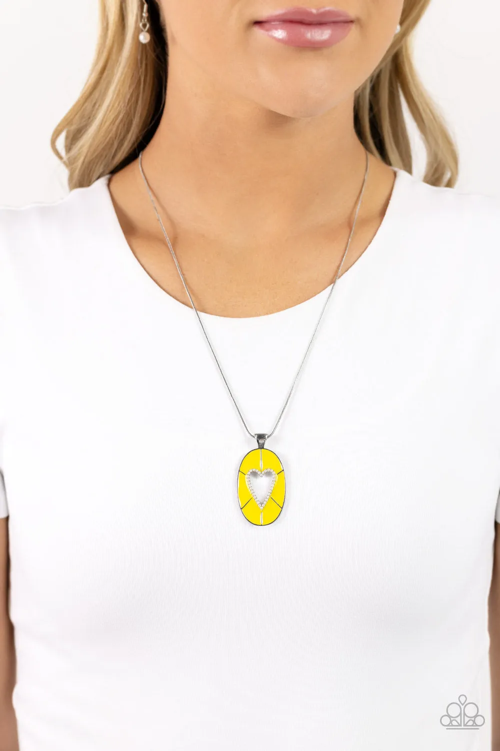 Paparazzi Airy Affection Yellow Necklace & Earring Set