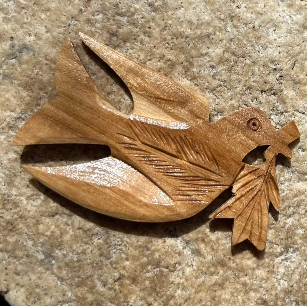 Peace Dove Magnet from Olive Wood Handmade in Palestine