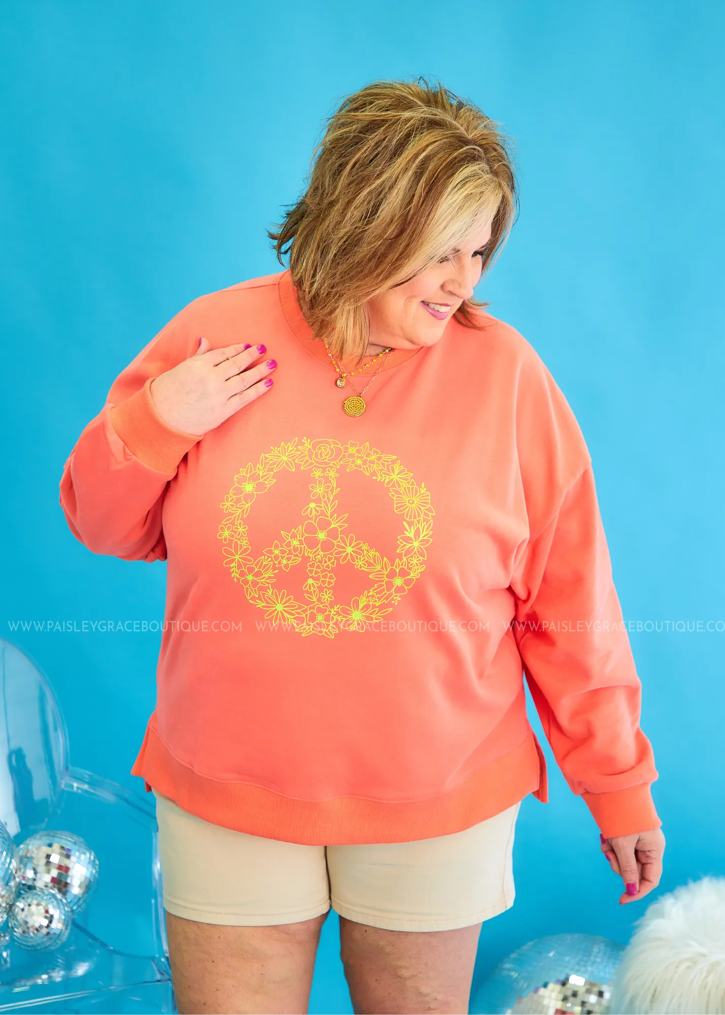 Peace Parade Sweater - Coral