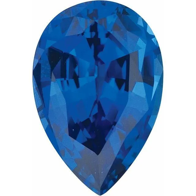 Pear Cut Lab Created Blue Sapphire Gemstone