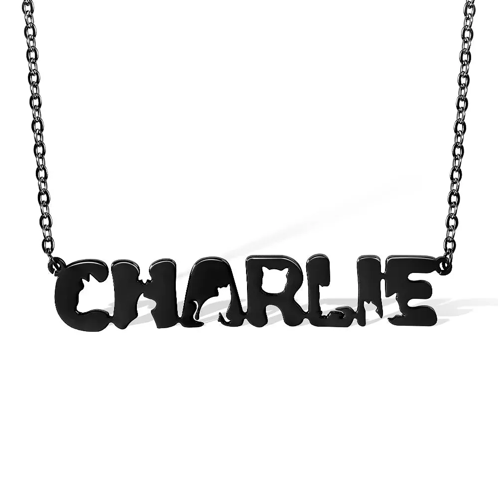 Personalized Cute Cat Name Necklace