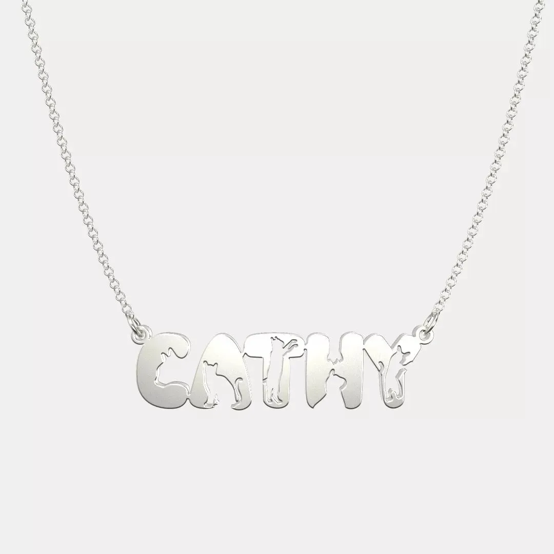 Personalized Cute Cat Name Necklace