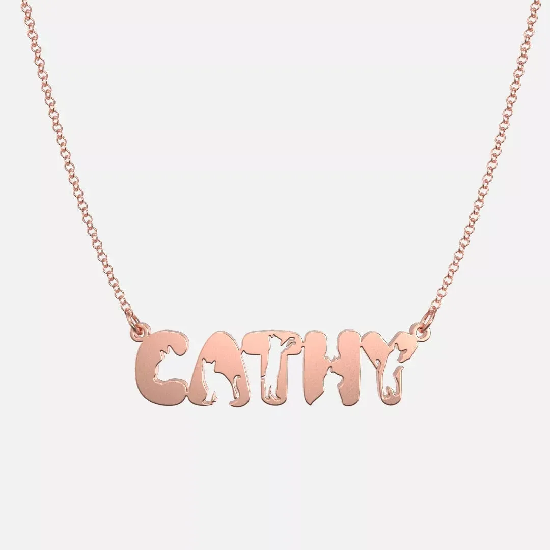 Personalized Cute Cat Name Necklace