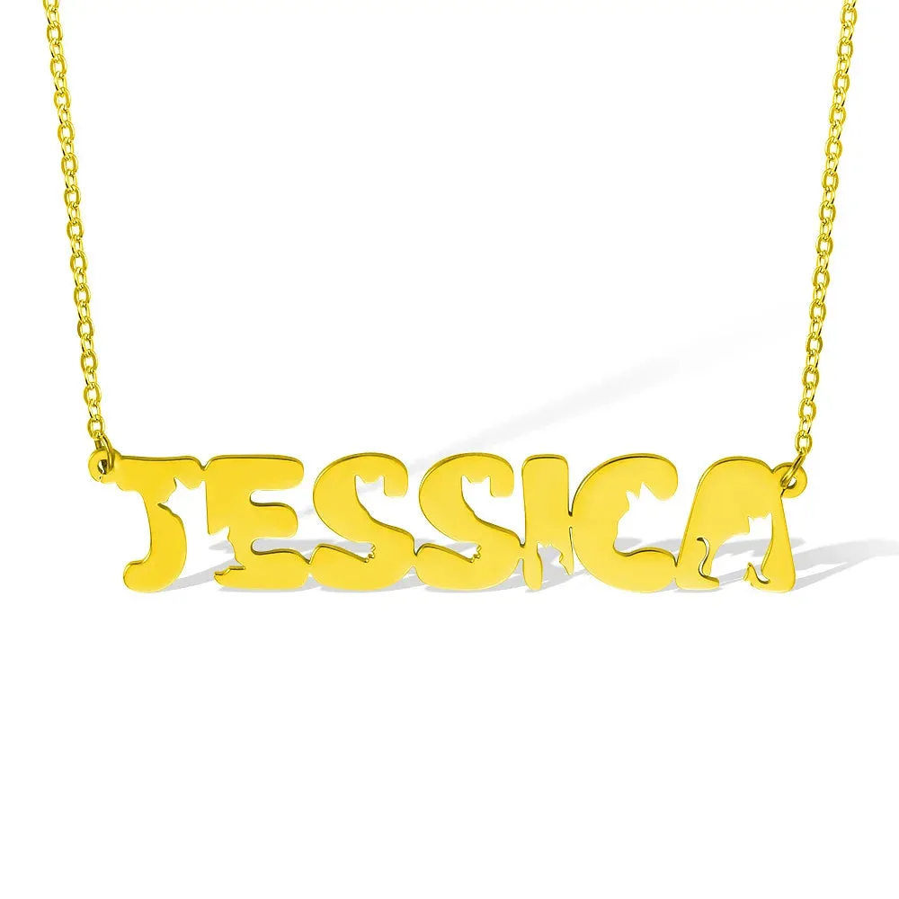 Personalized Cute Cat Name Necklace