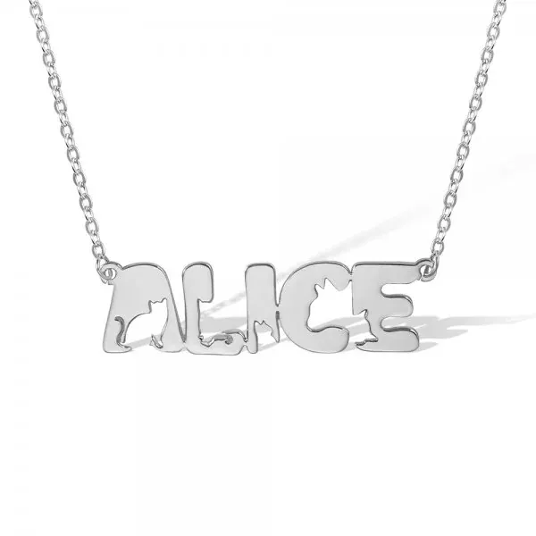 Personalized Cute Cat Name Necklace