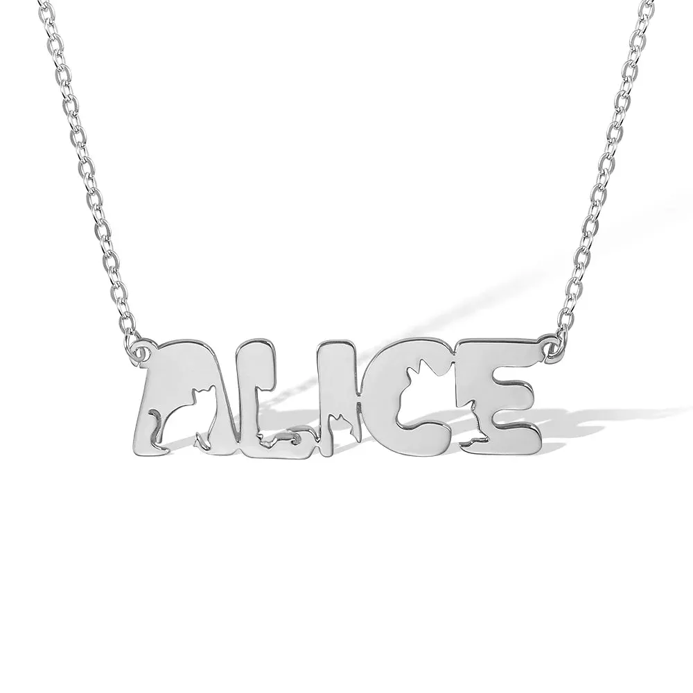 Personalized Cute Cat Name Necklace