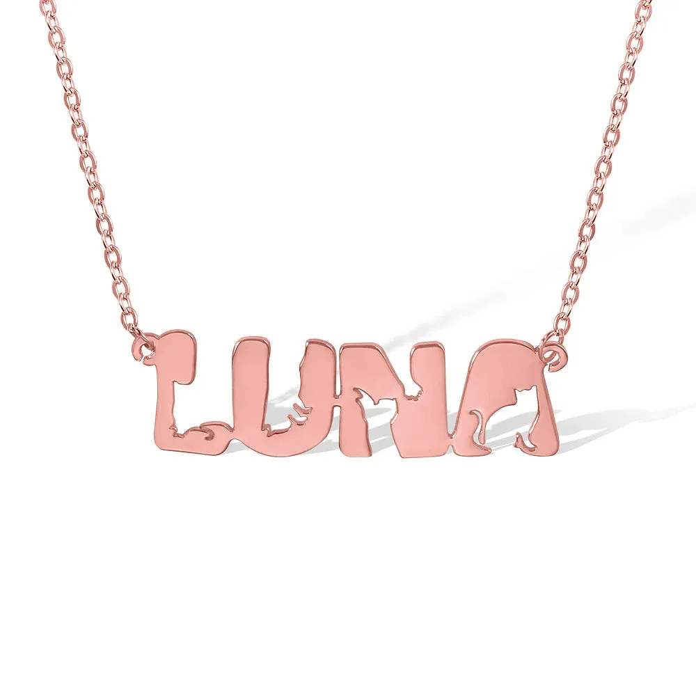 Personalized Cute Cat Name Necklace