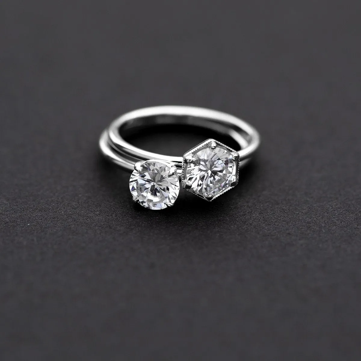 Pixie Hidden Halo 4-Prong Diamond Engagement Ring Mount with North/South Option