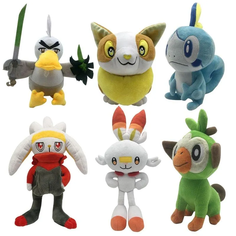 Pokemon Scorbunny Grookey Sobble Sirfetch'd Yamper Plush Toy Cute Animal Rabbit Lizard Monkey Stuffed Doll Gift For Children Kid