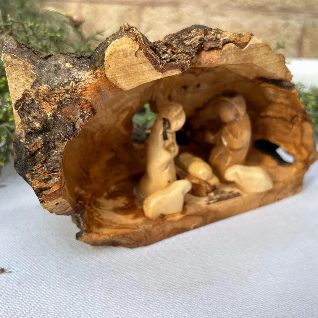 Raw Olive Wood Nativity Scene from Handmade in Bethlehem | Medium