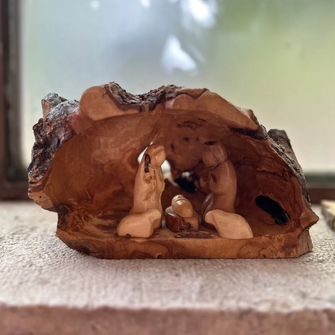 Raw Olive Wood Nativity Scene from Handmade in Bethlehem | Medium