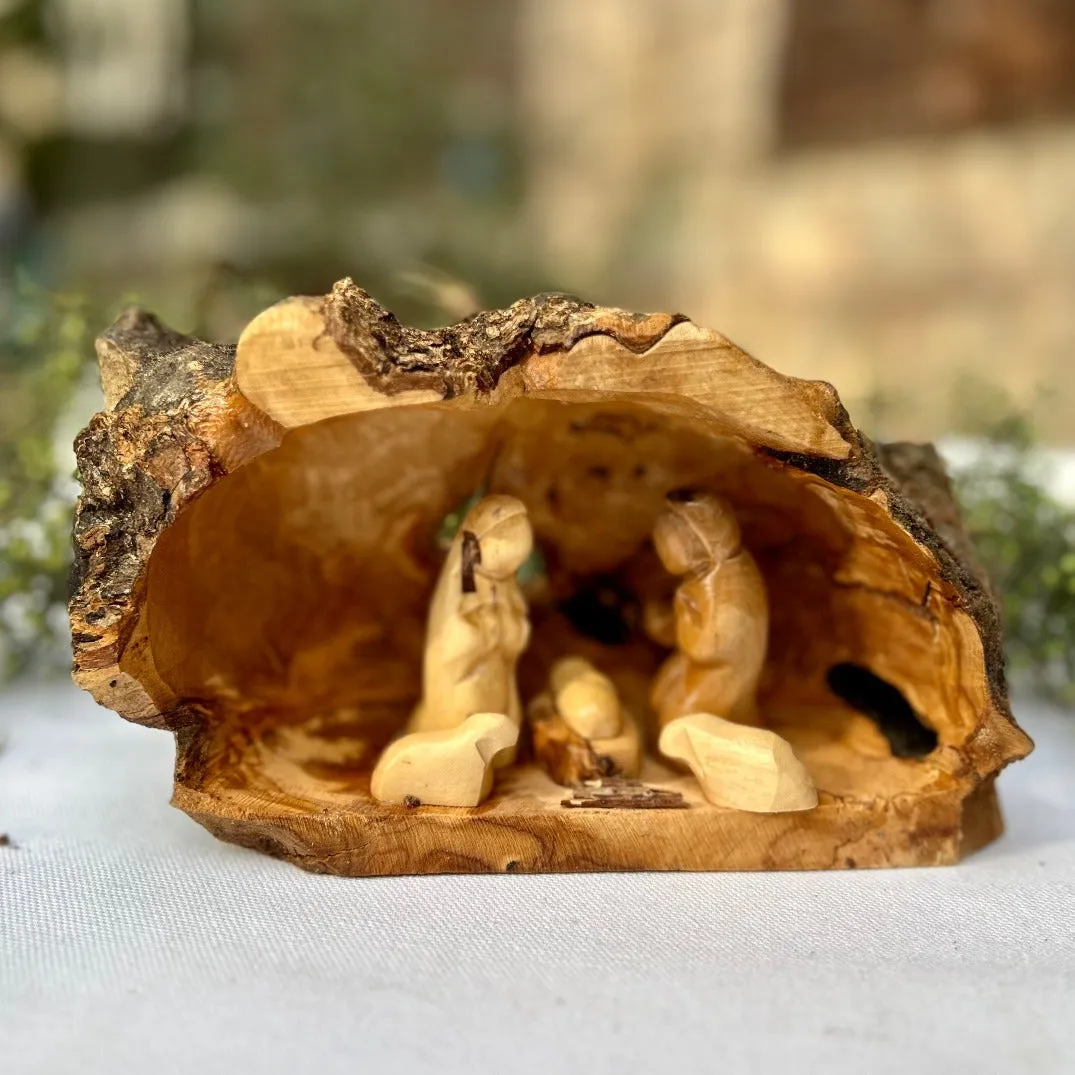 Raw Olive Wood Nativity Scene from Handmade in Bethlehem | Medium