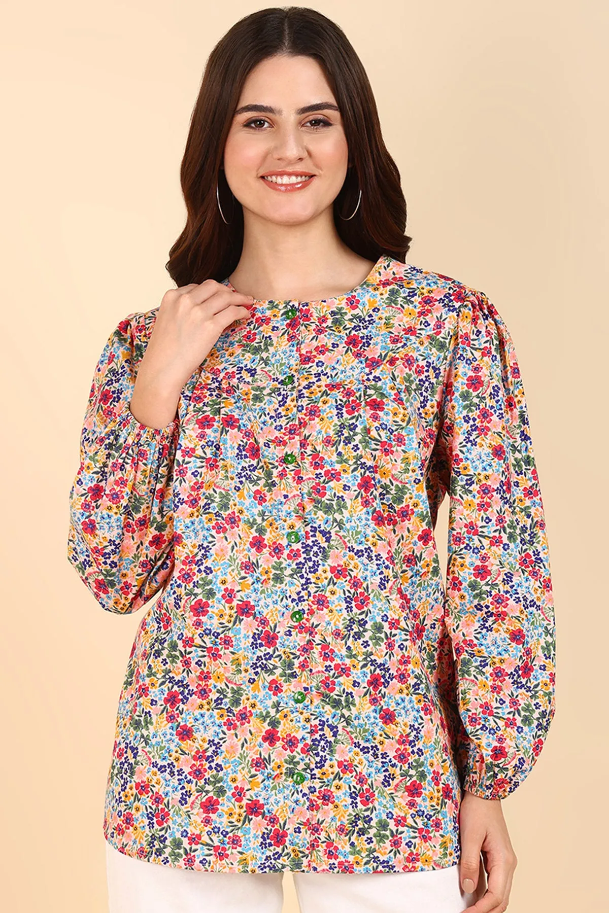 Red Floral Printed 100% Soft Cotton Zipless Maternity Top