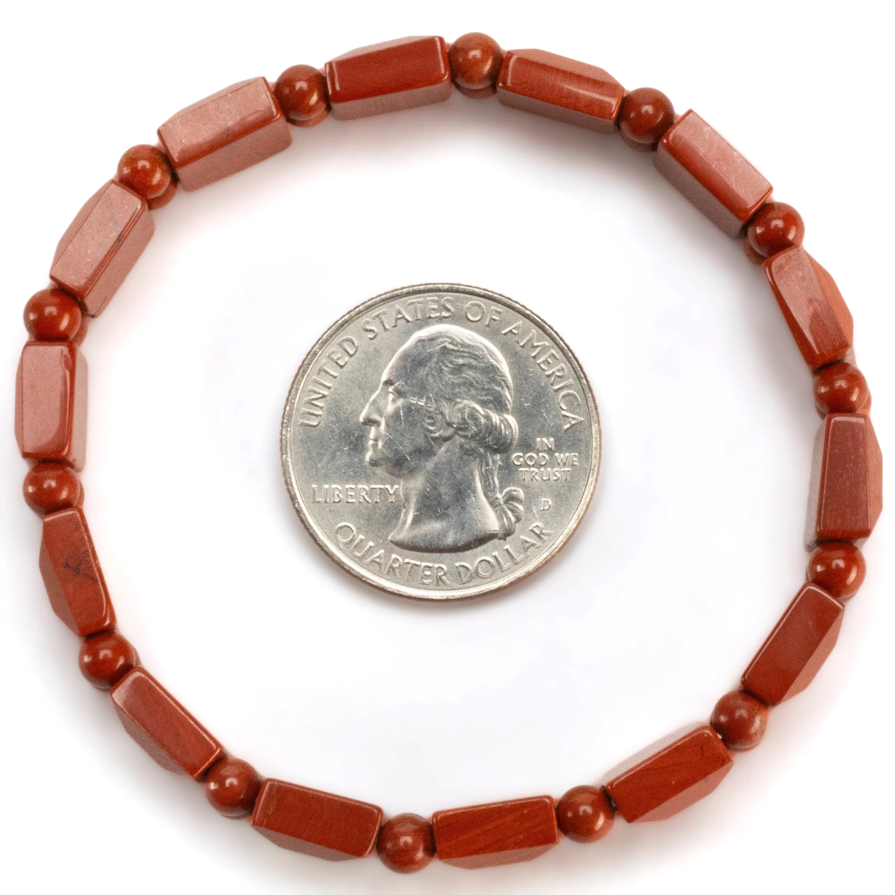 Red Jasper Square Gemstone Elastic Bracelet