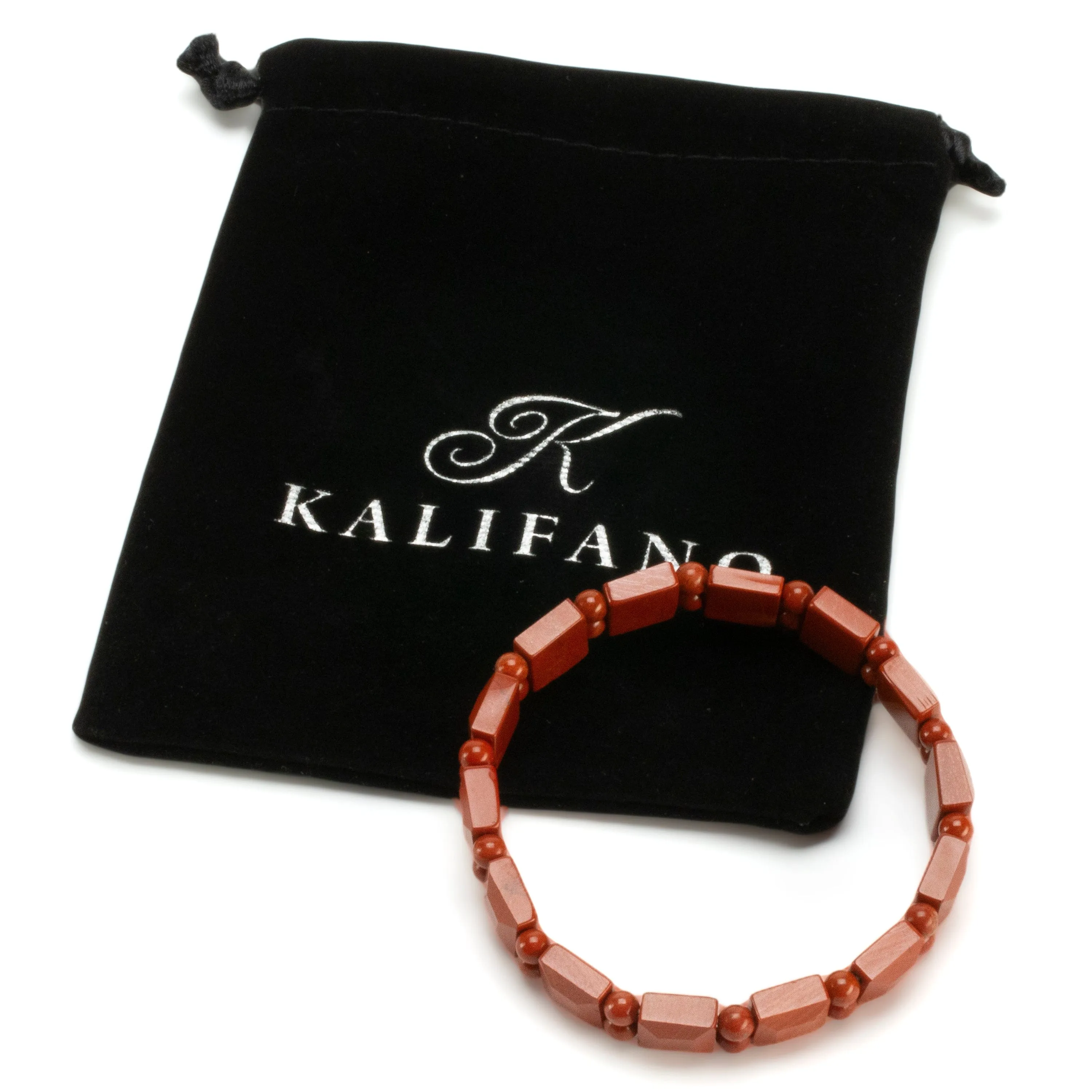 Red Jasper Square Gemstone Elastic Bracelet