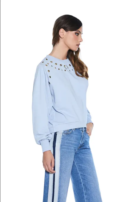 Relish Crewneck sweatshirt with applications for women Kensyt RDP2201016023c blue cashmere