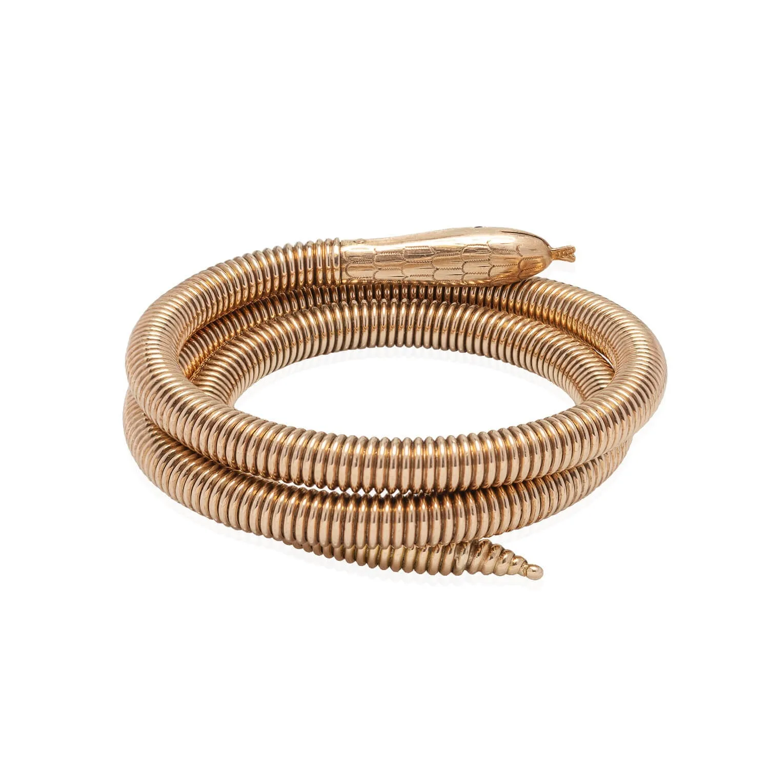 Retro 14kt   Ruby Snake Wrap Bracelet