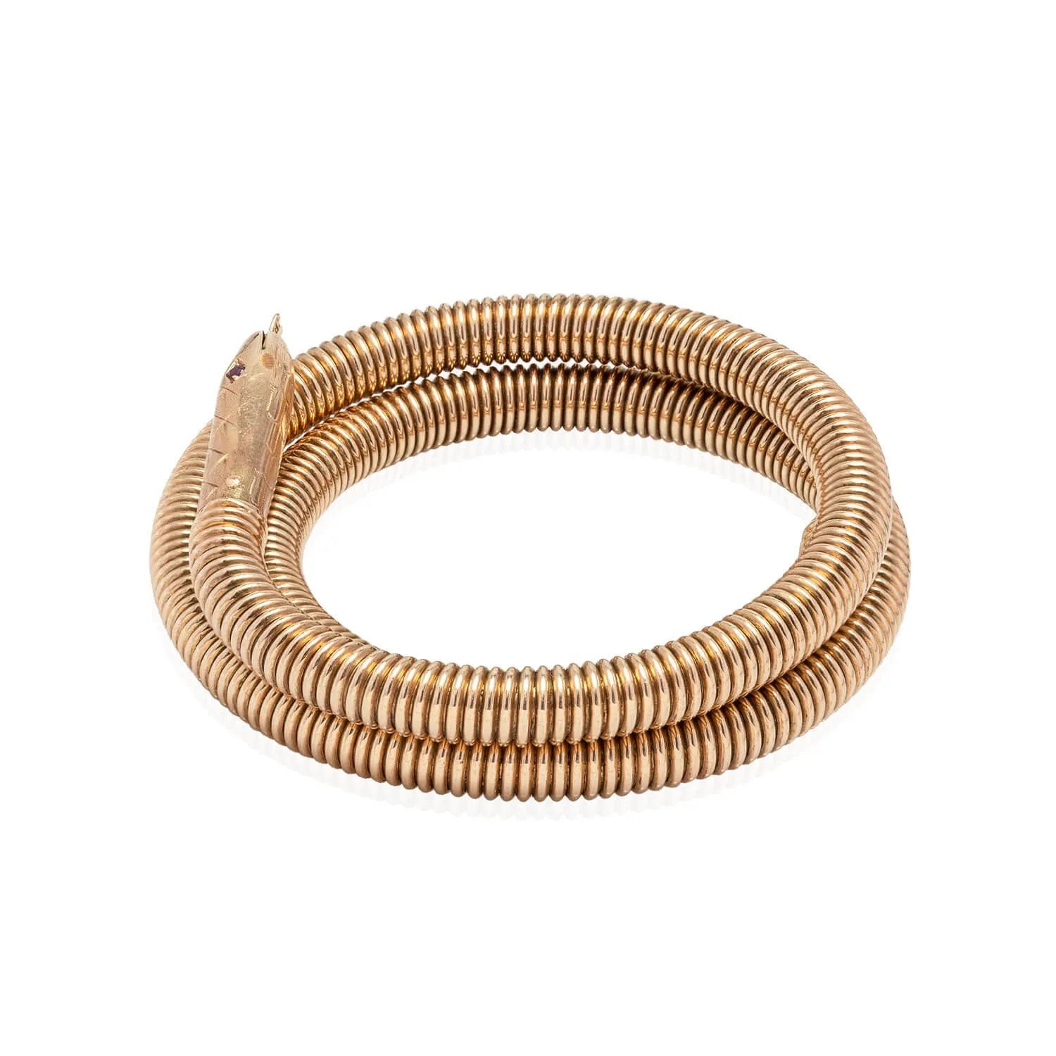 Retro 14kt   Ruby Snake Wrap Bracelet