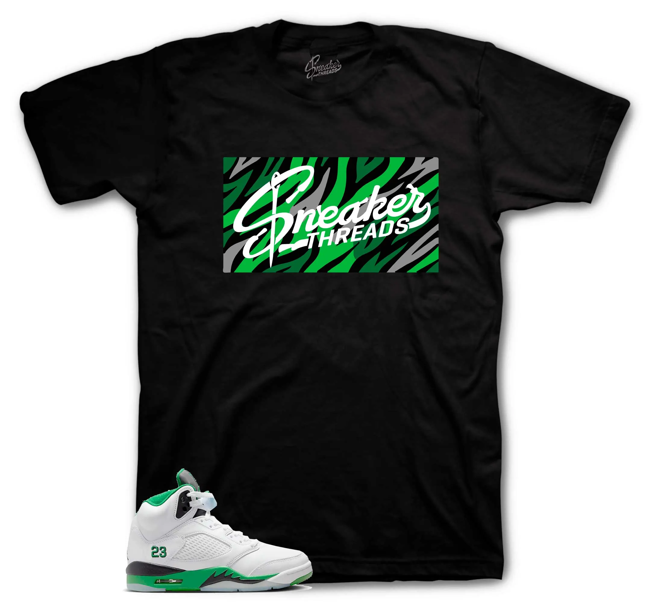 Retro 5 Lucky Green Sneaker Threads Box Shirt