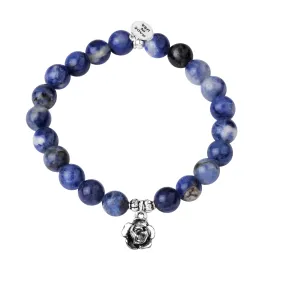 Rose | Stone Beaded Charm Bracelet | Sodalite