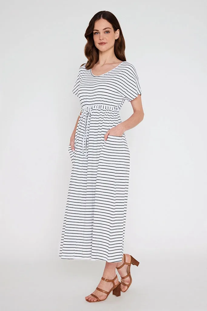 SALE - Mila Maxi Dress - Black / White Stripe