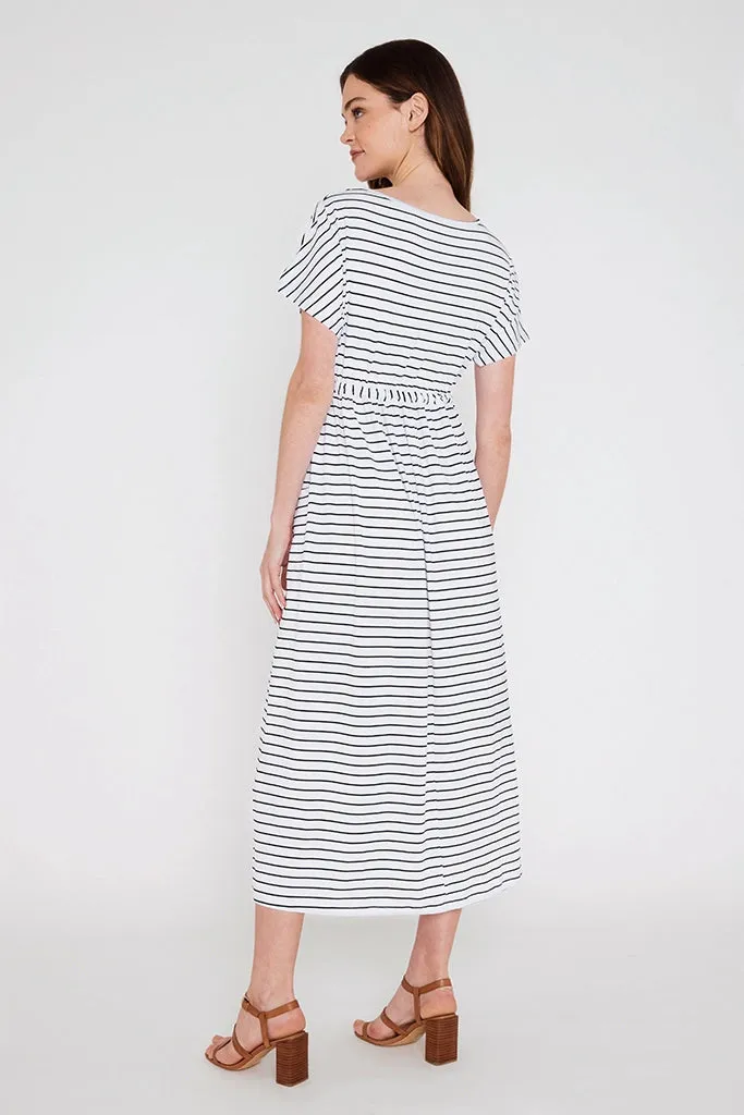 SALE - Mila Maxi Dress - Black / White Stripe