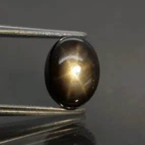 Sapphire | black, star effect, oval cut 8x6mm, 1.40ct