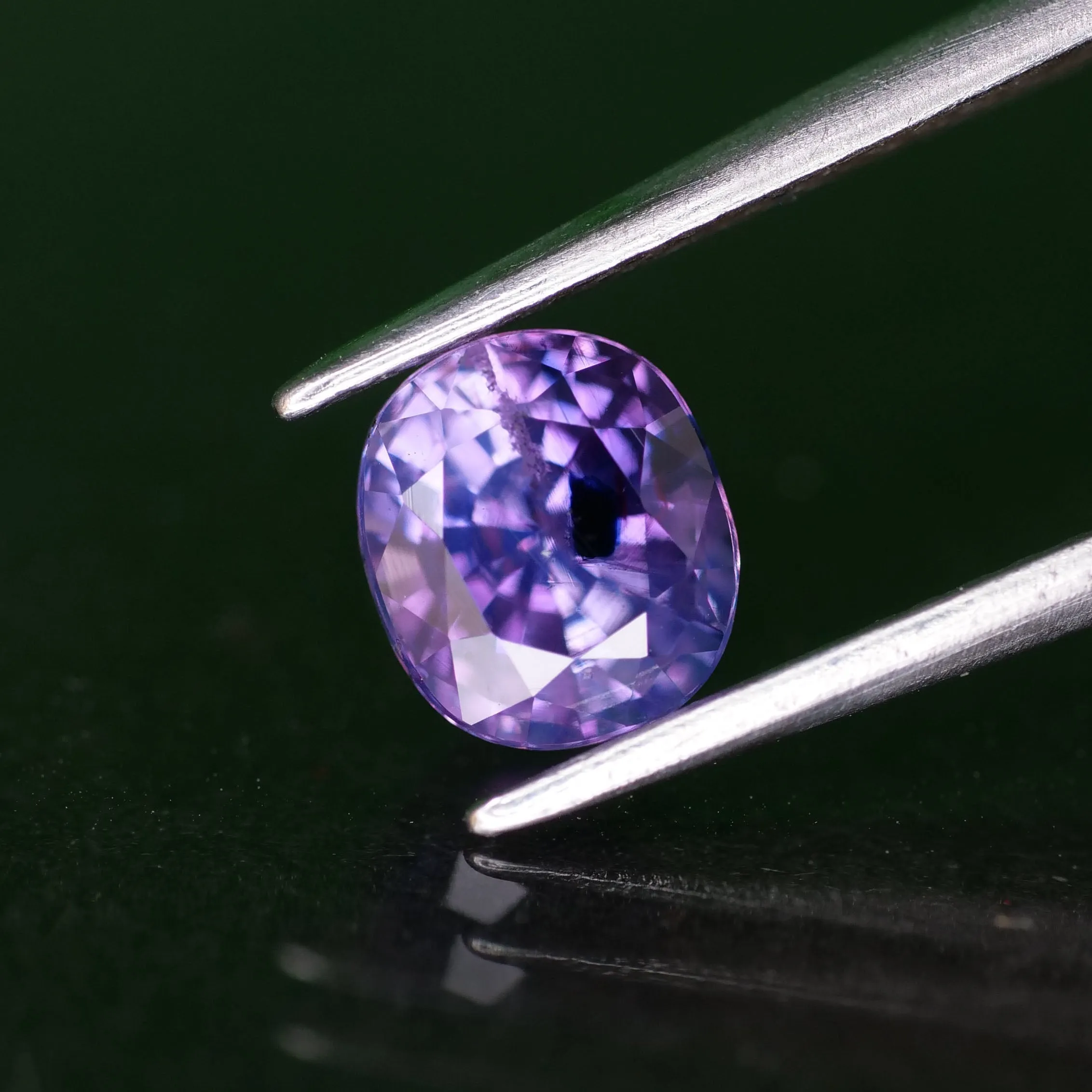 Sapphire opalescent | natural pinkish purple, cushion cut *6.3x5.5mm, VS *1.3ct