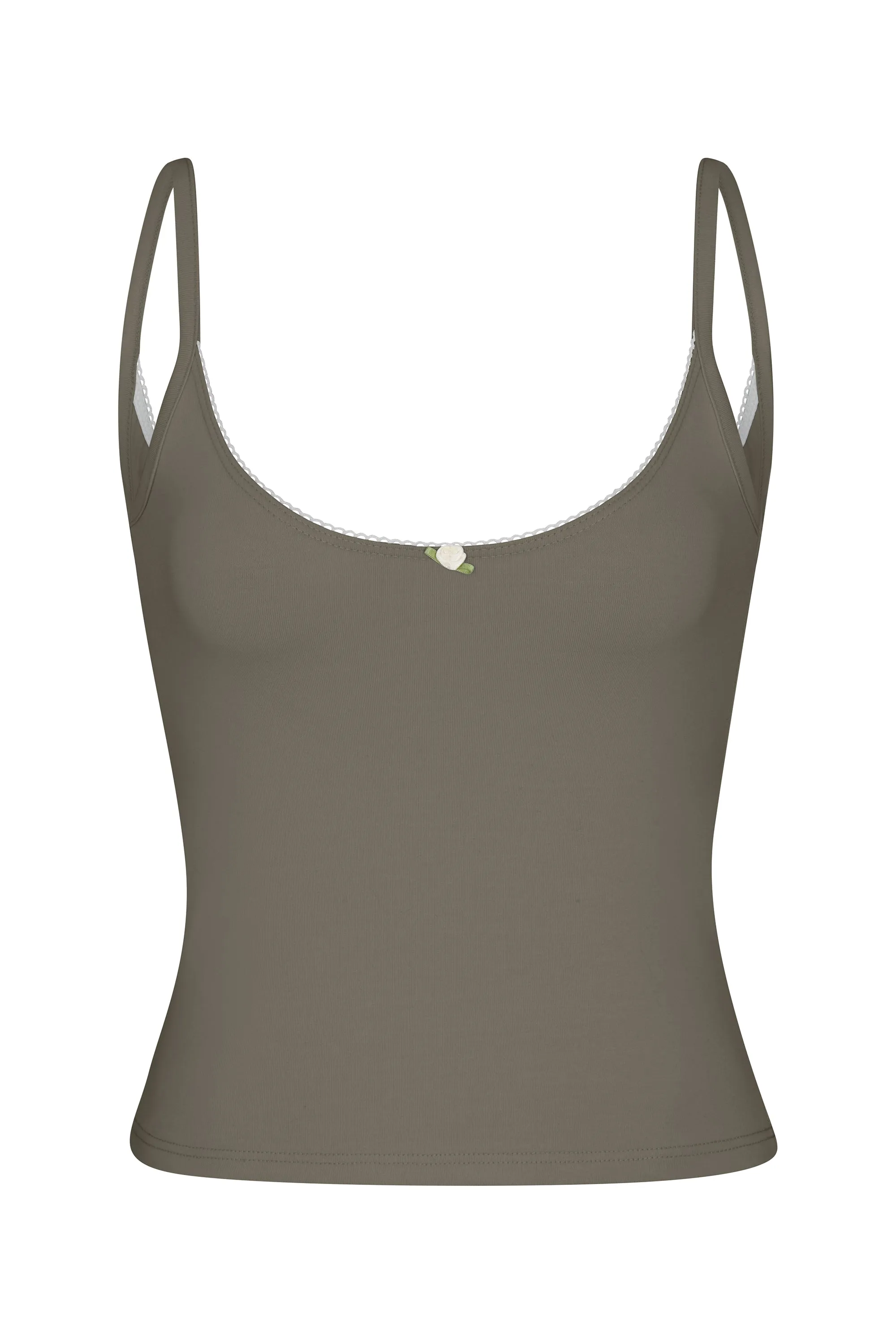 SCOOP BACK CAMI IN TAUPE