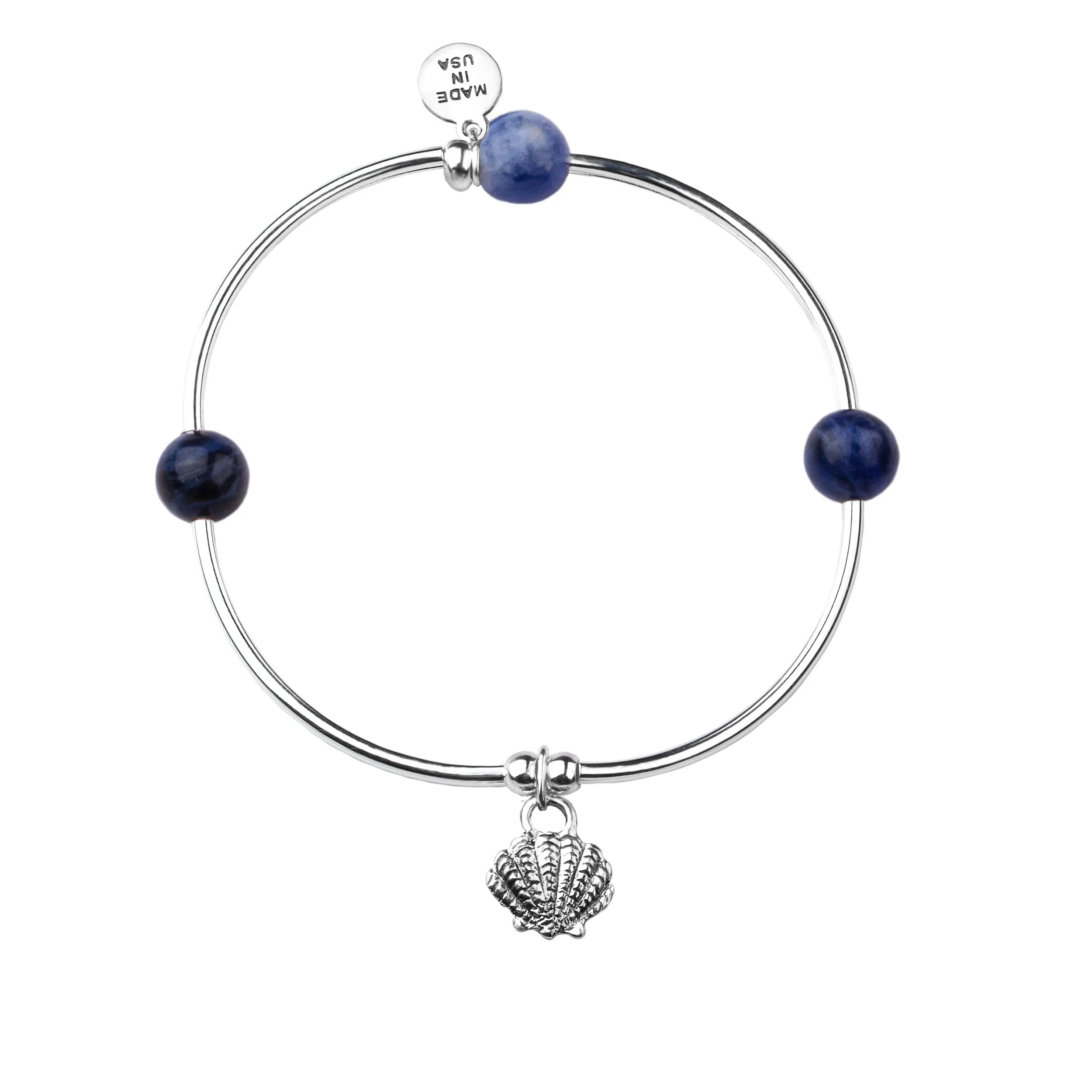 Shell | Soft Bangle Charm Bracelet | Sodalite