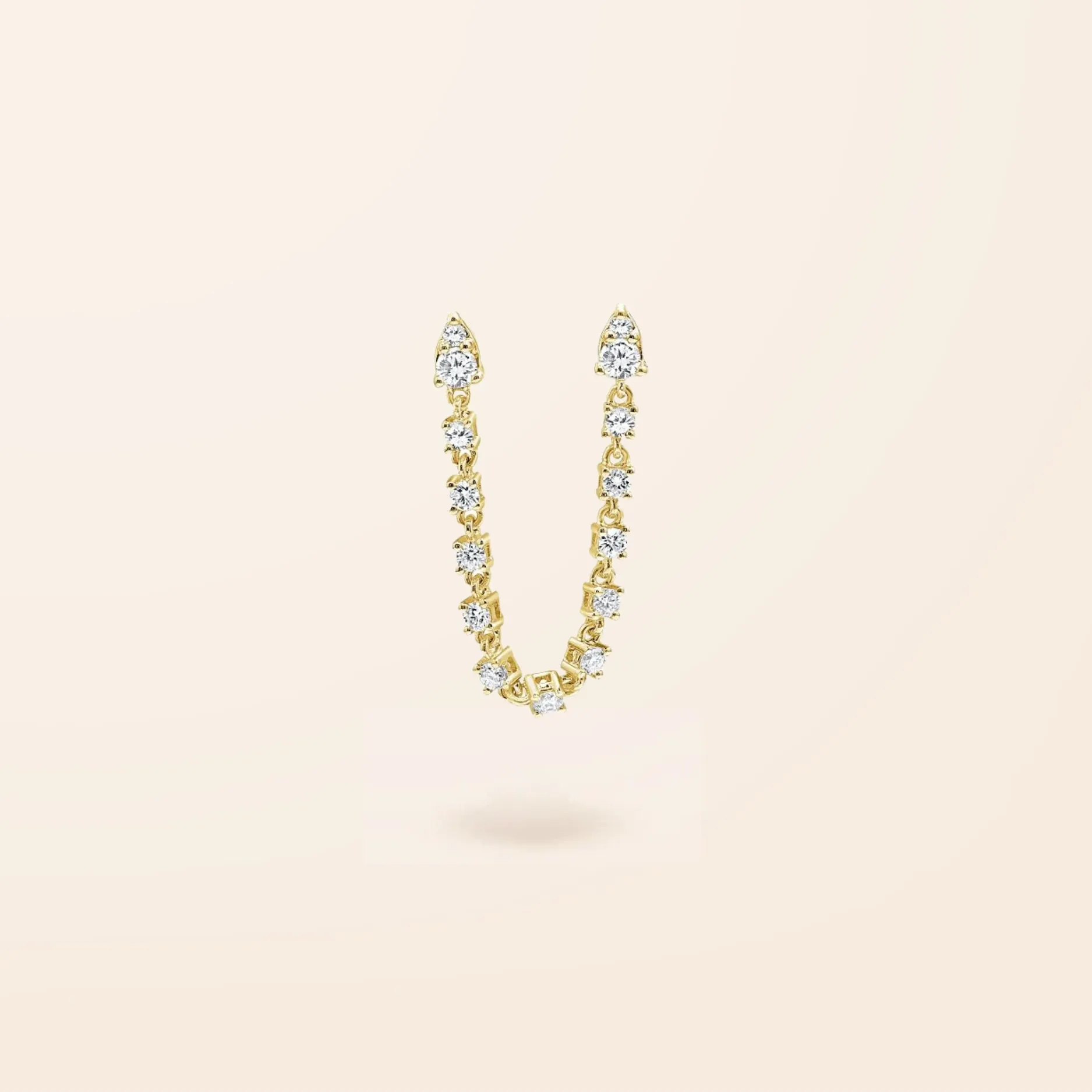 Single 14K Gold Connect Diamond Chain Stud Earring