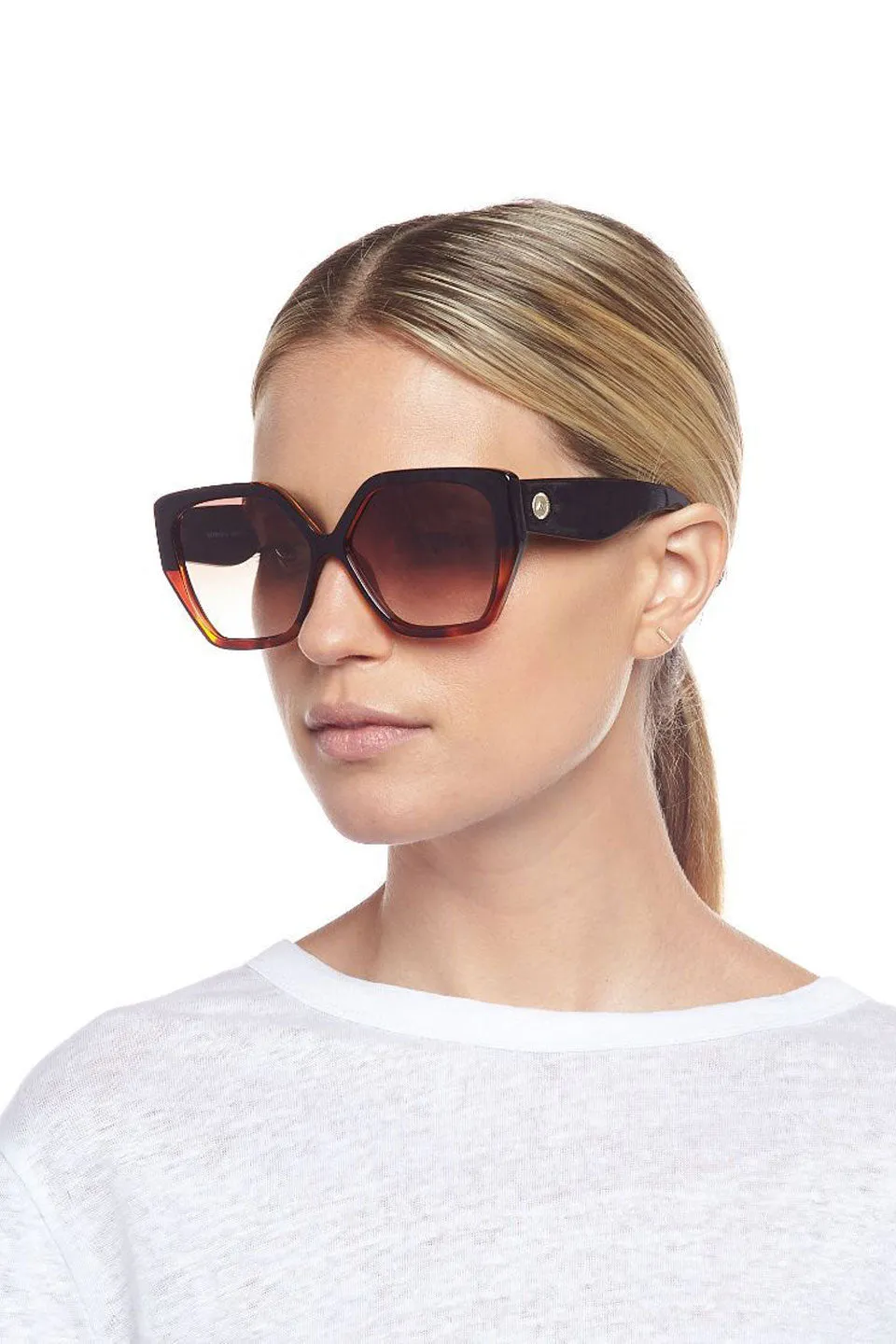 So Fetch Oversized Square Black Tort Brown Gradient Lens Sunglasses