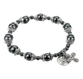 St. Gerard Hematite Rosary Bracelet