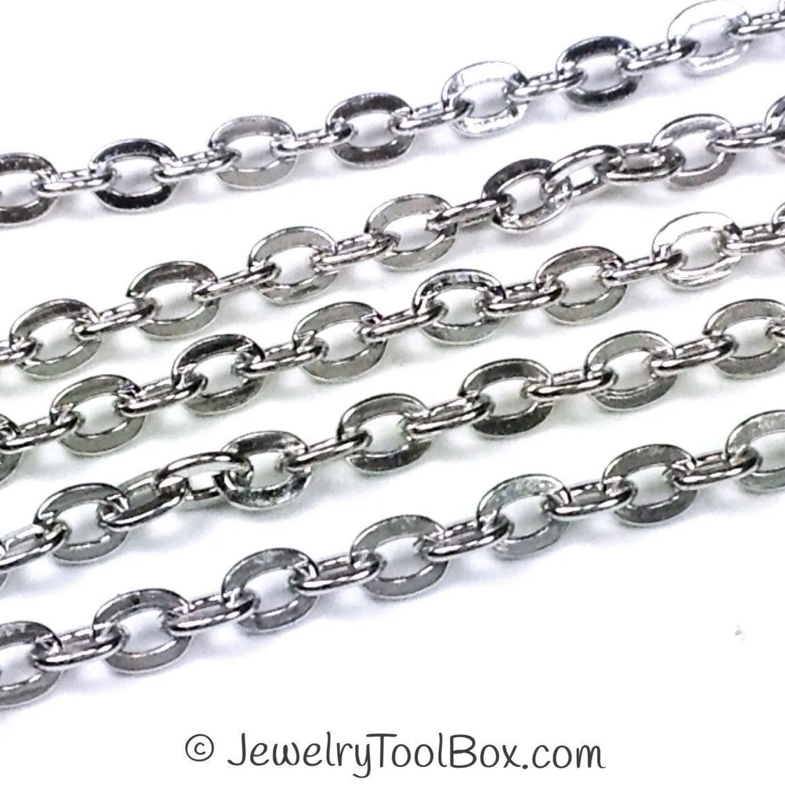 Stainless Steel Chain, 4x5mm Flattened, Open Links, 30 Feet, #1915