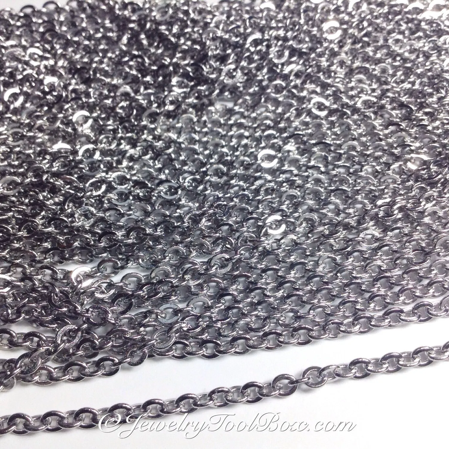 Stainless Steel Chain, 4x5mm Flattened, Open Links, 30 Feet, #1915