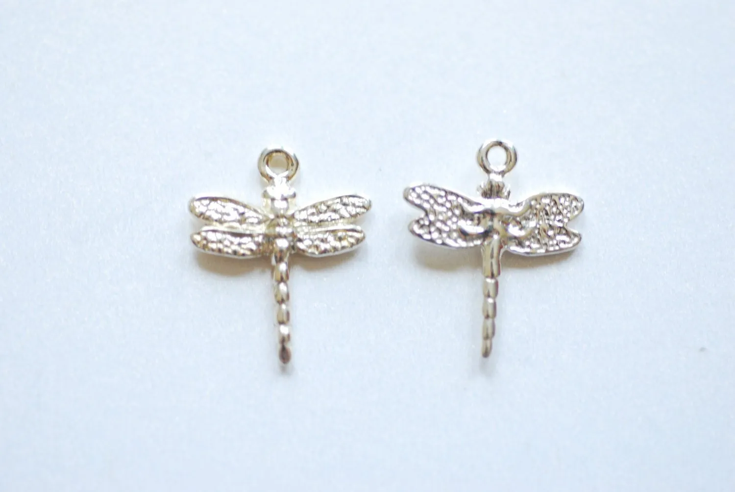 Sterling Silver Dragon Fly Charm 19mm x 16mm, 925 Silver Curved Dragon Fly Charm Pendant, Silver Wing Charm