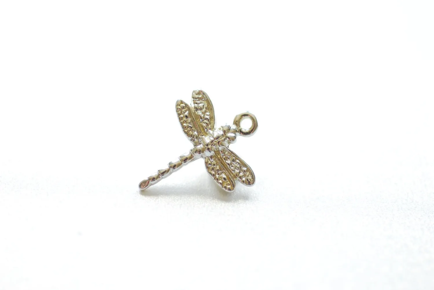 Sterling Silver Dragon Fly Charm 19mm x 16mm, 925 Silver Curved Dragon Fly Charm Pendant, Silver Wing Charm