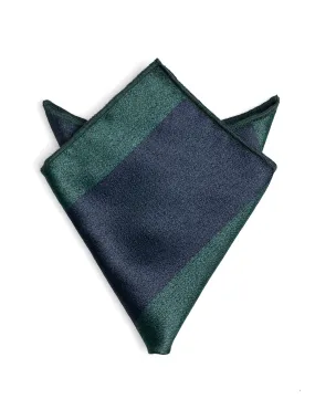 Stripe Pocket Square - Emerald Green with Blue Line