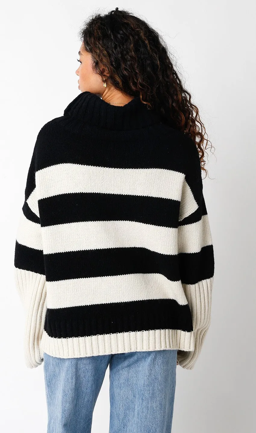 Stripe Turtleneck Sweater