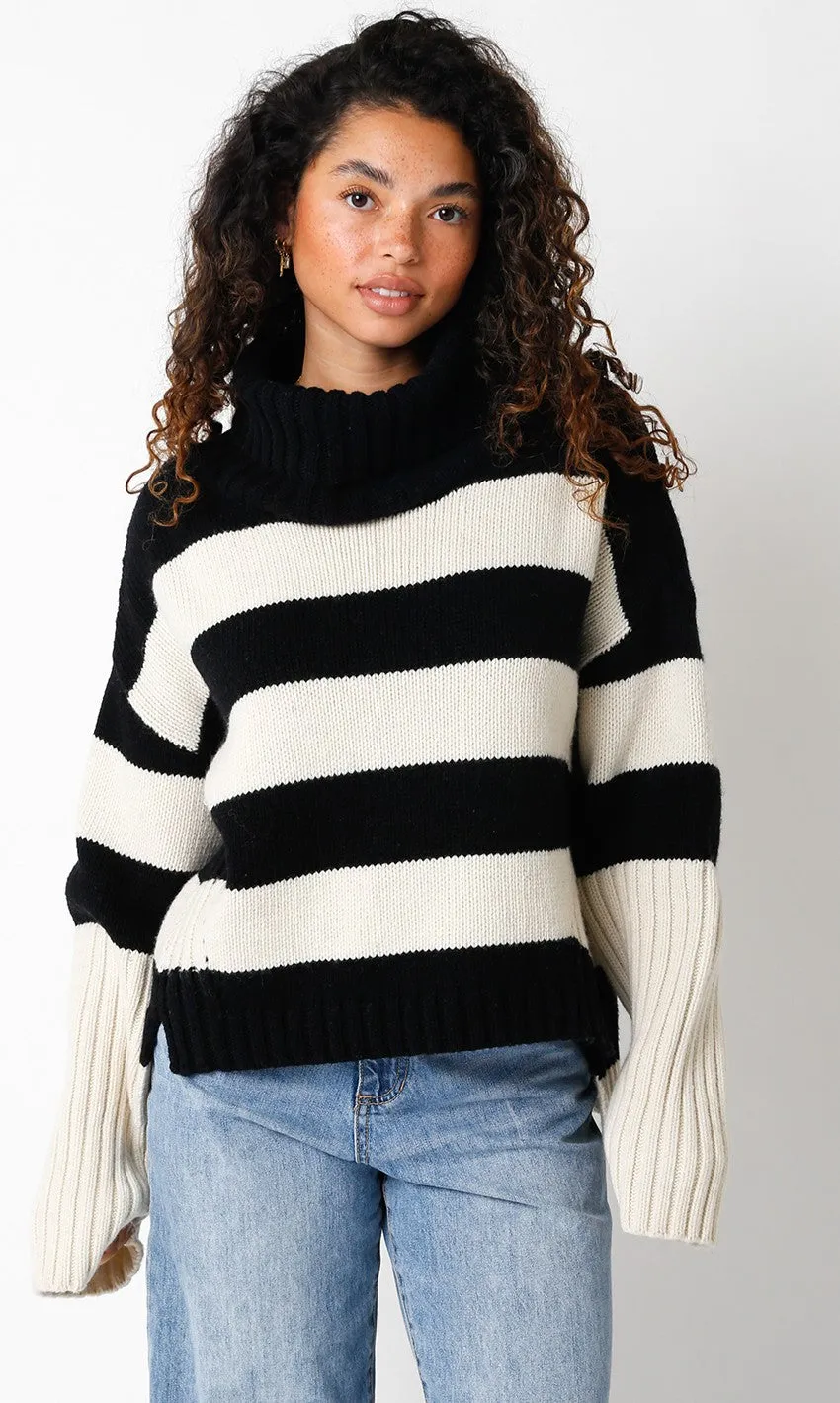 Stripe Turtleneck Sweater