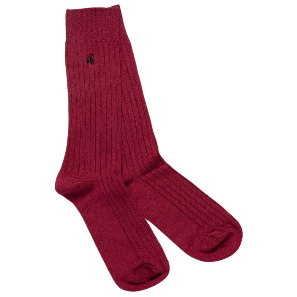 Swole Panda Bamboo Socks - Deep Burgundy