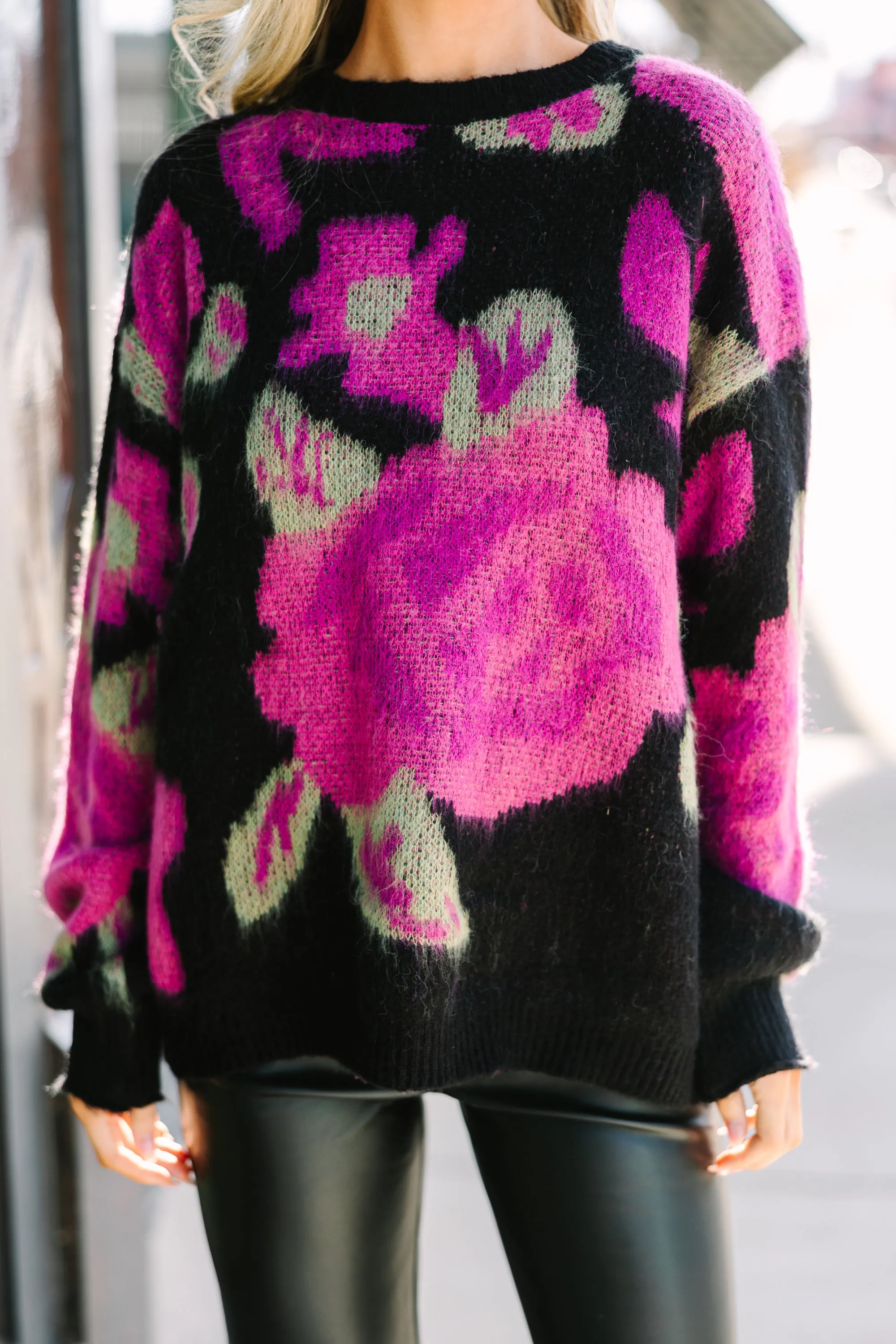 Talk That Talk Black Floral Sweater