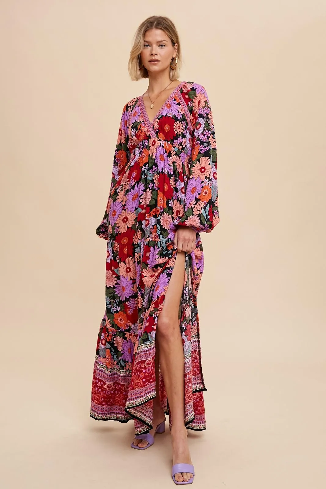 The Gilmore Floral Dress in Black Multi