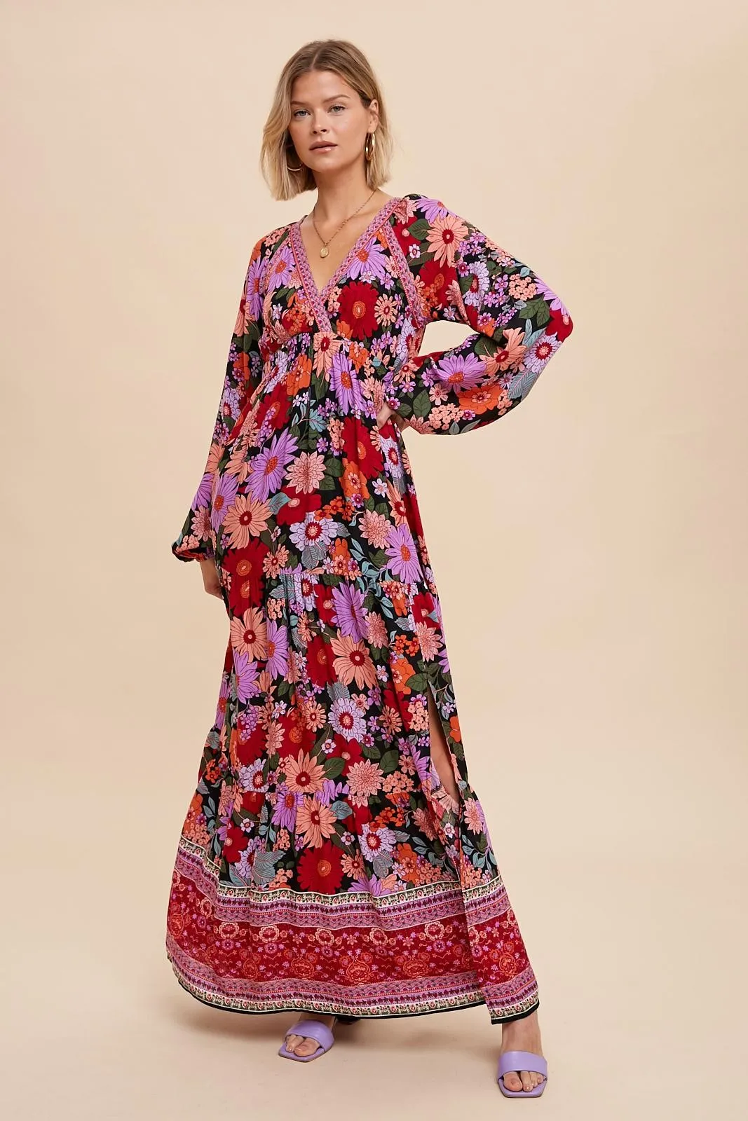 The Gilmore Floral Dress in Black Multi