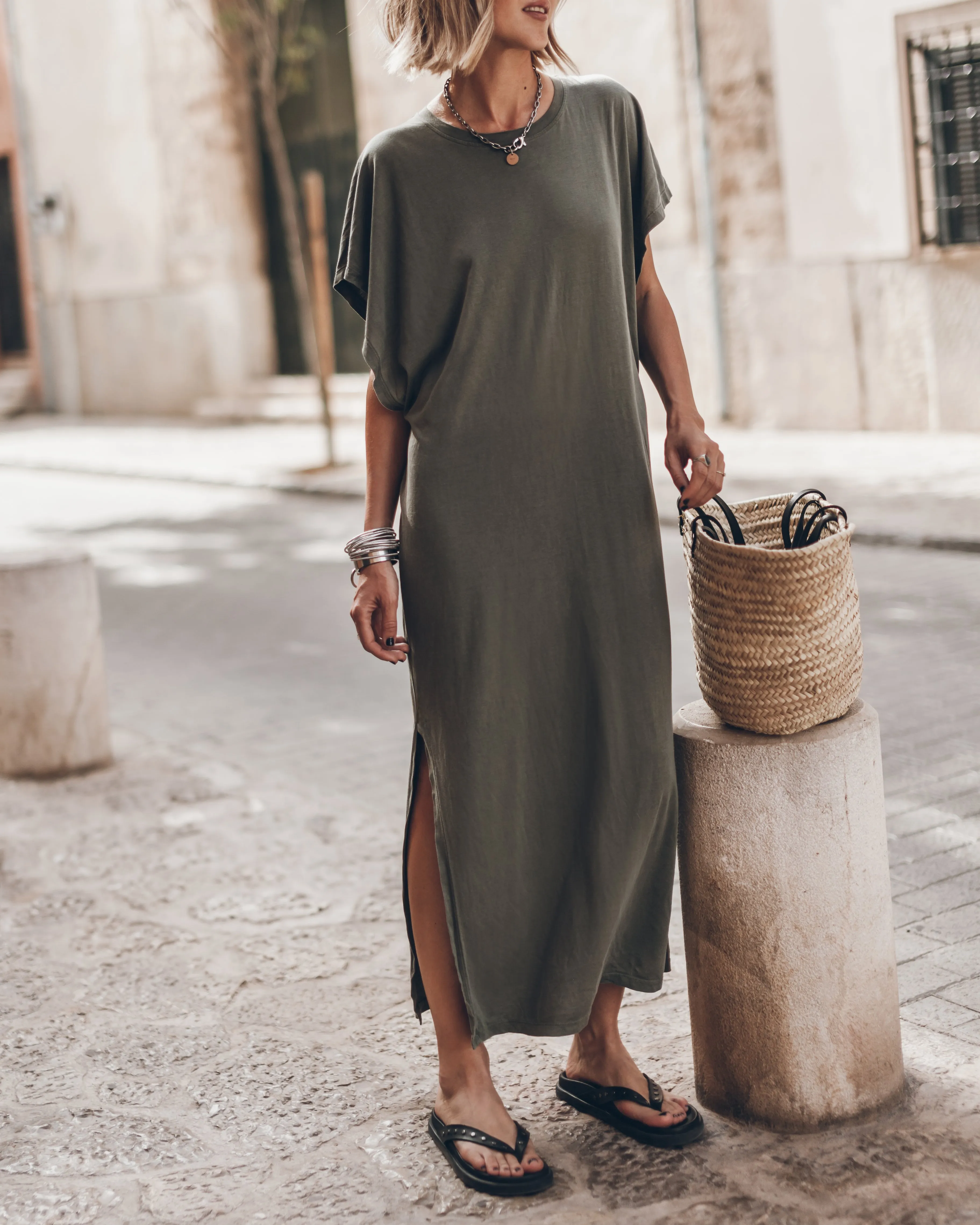 The Olive Long Batwing Dress