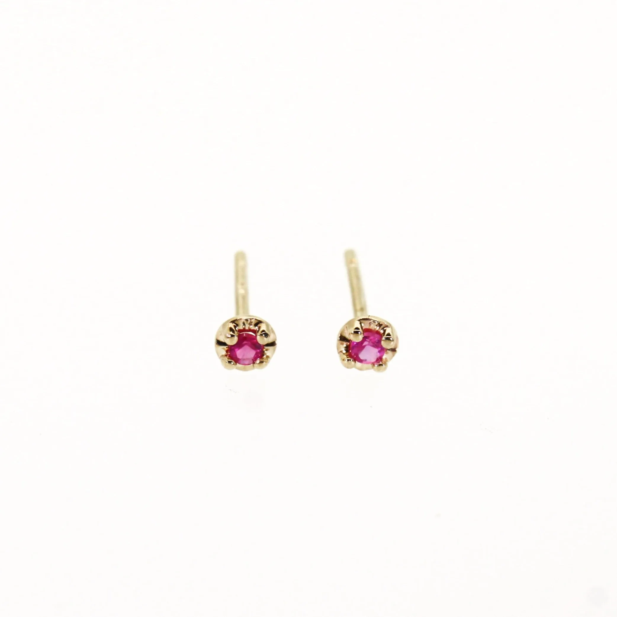 Tiny Ruby Prong Studs