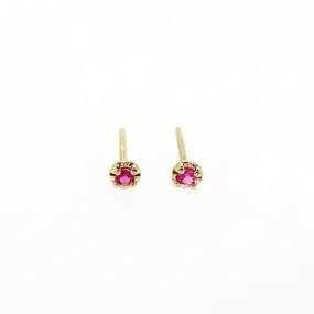 Tiny Ruby Prong Studs