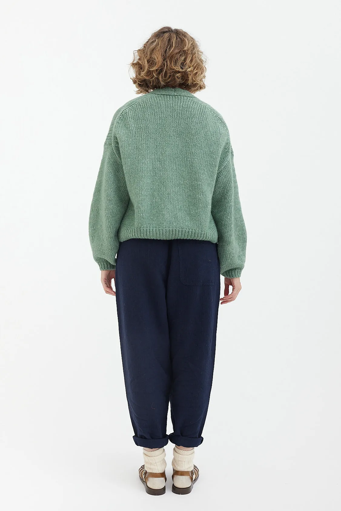 Toast - Brushed Cotton Linen Herringbone Trousers